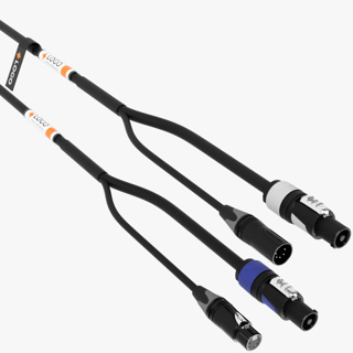 LIVEPOWER Personalised Hybrid Dmx + Power Cable 3G1,5 Xlr5 2Pair/Powercon 1 Meter