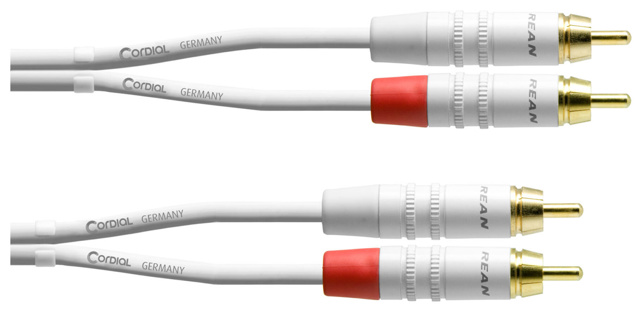 CORDIAL 0,9 m REAN 2 x cinch/RCA Gold - White Cable