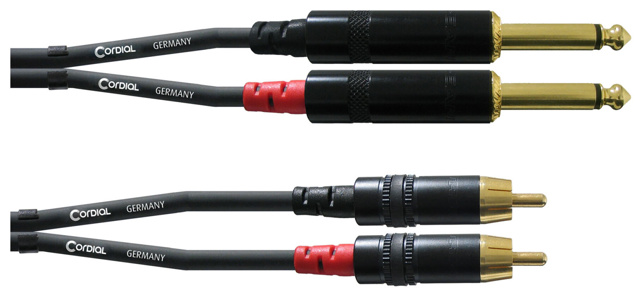 CORDIAL 0,9 m, REAN plug 6,3 mm mono / cinch/RCA