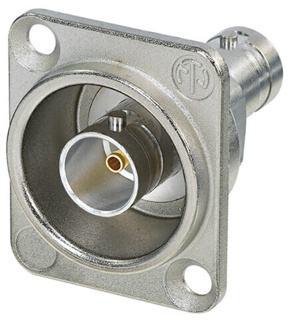 NBB75DFG NEUTRIK Grounded BNC feedthrough D-size chassis connector, Nickel housing