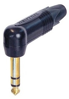 NEUTRIK NP3RX-B 1/4" right angle plug (6.35mm male jack), 3 pole (Stereo), Black shell & Gold contacts