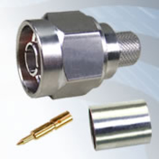 GIGATRONIX N Type Crimp Plug, Tri-Alloy Plated, Hex Coupling Nut, LBC400, Belden 9913, RA519