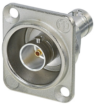 NEUTRIK NBB75DFG Grounded BNC feedthrough D-size chassis connector, Nickel housing