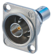 NEUTRIK NBB75DFI Isolated BNC feedthrough D-size chassis connector, Nickel housing