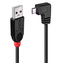 LINDY 0.5m USB 2.0 Type A to Micro-B Cable, 90 Degree Right Angle