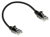 ACT Black 0.25 meter LSZH U/UTP CAT6 datacenter slimline patch cable snagless with RJ45 connectors